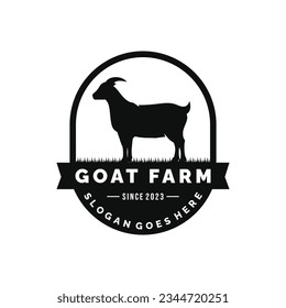 Goat farm logo design vector illustration. Livestock logo vector