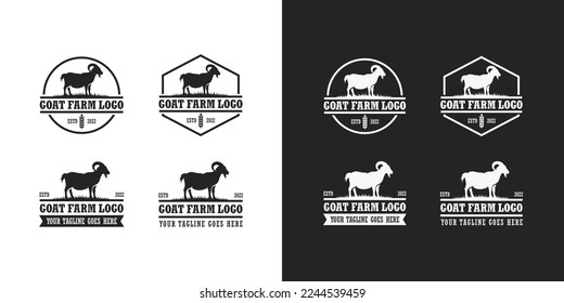 Goat farm logo set design vector. Cattle farm logo