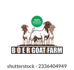 GOAT FARM POSTER LOGO, silhouette of great boer ram standing vector illustration, this image perfect for promotions your goat farm or as company banner etc