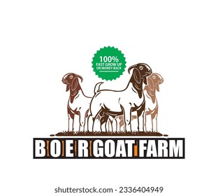 GOAT FARM POSTER LOGO, silhouette of great boer ram standing vector illustration, this image perfect for promotions your goat farm or as company banner etc