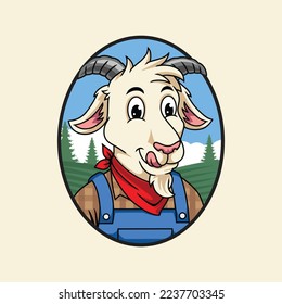 Goat farmer mascot illustration premium vector  The Concept of Isolated Technology. Flat Cartoon Style Suitable for Landing Web Pages, Banners, Flyers, Stickers, Cards