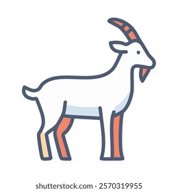 Goat flat color icon. Vector illustration. Goats on white background.