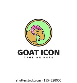 Goat Flat Color Logo Vector Icon Illustration