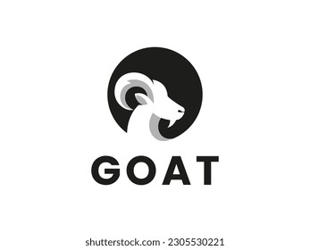 Goat flat design logo in circle shape