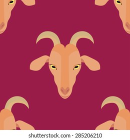 Goat flat head seamless pattern