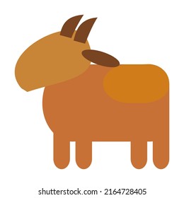 Goat flat icon illustration. Chocolate goat with a pair of horn good for element design web ui, poster, presentation.