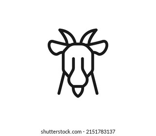 Goat flat icon. Thin line signs for design logo, visit card, etc. Single high-quality outline symbol for web design or mobile app. Farm animal outline pictogram.