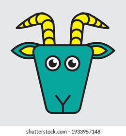 goat flat logo design illustration