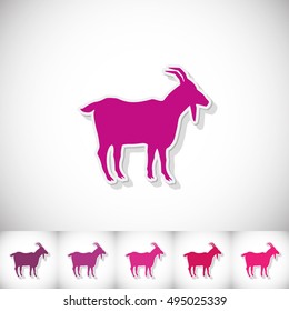 Goat. Flat sticker with shadow on white background. Vector illustration