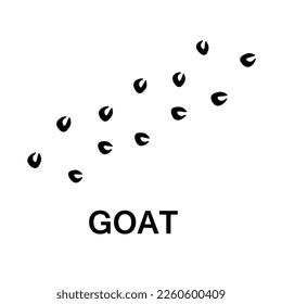 goat foot print, animal paw print illustration on white background 