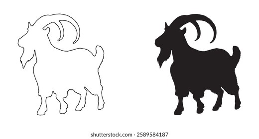 Goat Form Silhouette - Elegant Goat Vector for Logos and Branding
