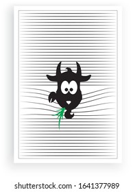 Goat in front of a window, vector.  Window blinds illustration. Goat silhouette behind window blinds, vector. Cartoon illustration. Wall decals, wall artwork, wall decoration, kids wall decal, artwork