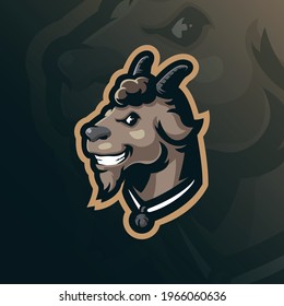 Goat gamer mascot logo design vector with modern illustration concept style for badge, emblem and t shirt printing. Smart goat head illustration.