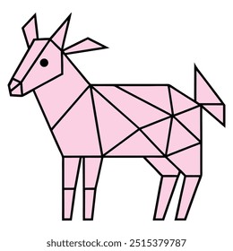 Goat in geometric shapes on white 