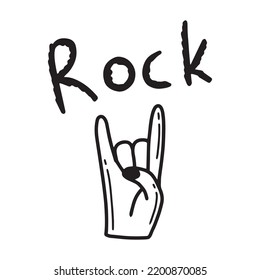 Gesto de cabra. Gesto de mano. Estilo Doodle. Ilustración vectorial. Rock, punk rock, rock y roll.