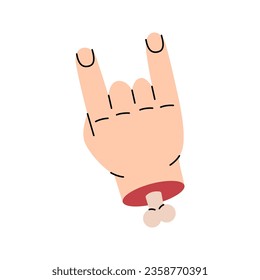 Goat gesture, two fingers raised. October creepy holiday, Halloween party. Vector illustration.
