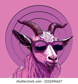 goat in glasses with cool pink style