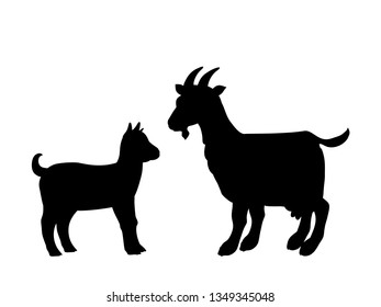 Goat goatling farm mammal black silhouette animal.