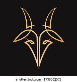 logotipo vectorial de la línea oro de la cabra