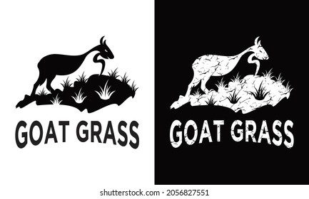goat grass Rustic logo desain vector template on a black and white background.