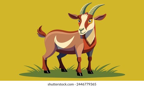 Goat  grazing in the field vector artwork illustration