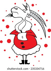 Goat greeting card. Symbol of the 2015 year, greeting card with goat. Element for invitations, greeting cards, gifts, crafts. Place for text.