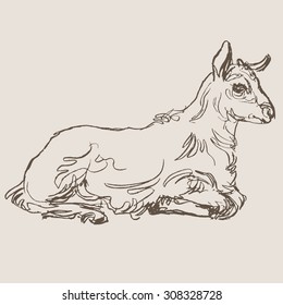 goat hand draw sketch, vector