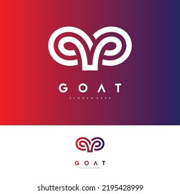 goat head abstract logo with line style