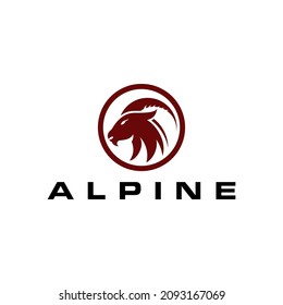 Goat Head Alpine Symbol Logo Design