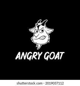 goat head angry face cartoon mascot logo design