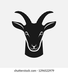 Goat Head Black Silhouette. Farm Animal Icon