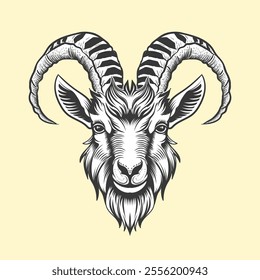 
Goat head black and white front view design