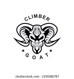 Goat head black and white logo design template