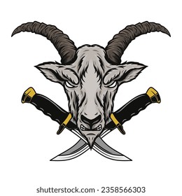 goat head and blade illustration