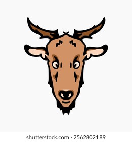 goat head cartoon. Cute illustration of animal face. Vector design