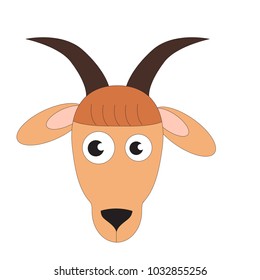 Goat Head cartoon, the outlined illustration with thin line black stroke