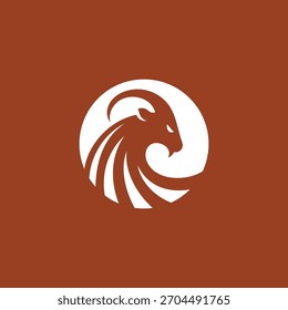 Ilustración vectorial de diseño de logotipo de círculo de cabeza de cabra