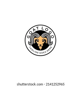 Goat head circular logo emblem animal vector illustration graphic design