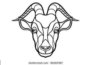 Goat head coloring silhouette on white background