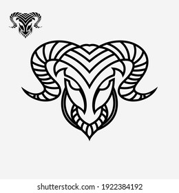 Goat head with demon concept design vector