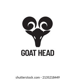 Logo de diseño de cabeza de cabra silueta única de cuerno negro, cabra, animal