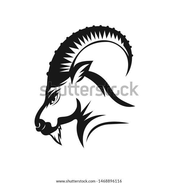 Goat Head Drawing Art Logo Design Stock Vector Royalty Free