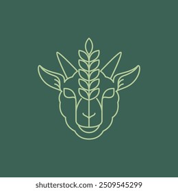 goat head farm concept line logo design vector