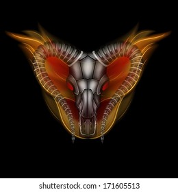 Goat head in fire