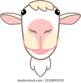 Goat head in fisheye lens vector illustration