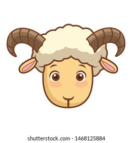 Goat head frontview cartoon isolated vector illustration graphic design