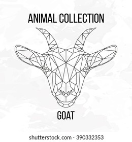 Goat head geometric lines silhouette isolated on white background vintage vector design element illustration