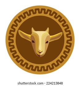 The goat head in gold tones