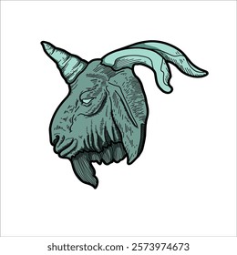 Goat head hand drawn illustration artwork