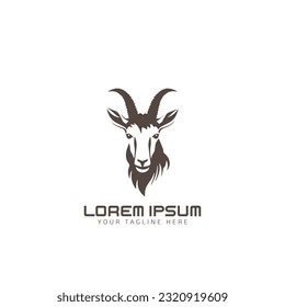 Goat head with horns logo icon vector design Creative Goat logo design goat icon modern company logo